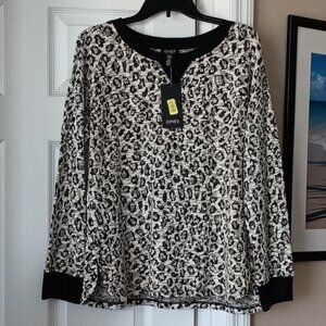 JONES NEW YORK Sweater Womens Lightweight Cheetah Print Size XL NEW